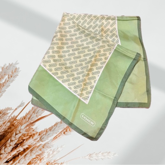 Coach Green Silk Scarf 🧣 - Picture 1 of 6
